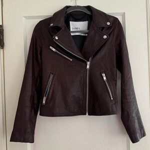 Damir Doma Moto Leather Jacket in Burgundy